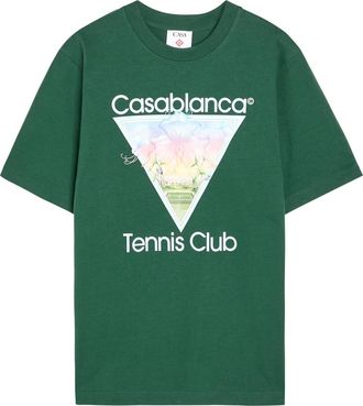 Casablanca Casablanca Tennis Club Printed Cotton T-shirt - Dark Green - XL