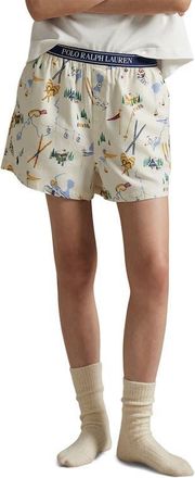 Polo Ralph Lauren Print Cotton Boxer Pajama Shorts in Travel Ski Prnt at Nordstrom, Size X-Small