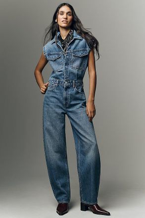 Pistola Denim Ace Sleeveless Barrel-Leg Jumpsuit