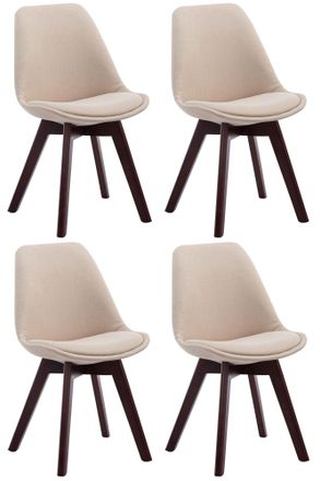 Clp Clp - Set De 4 Sillas Borneo Para Comedor En Tela Crema Nogal