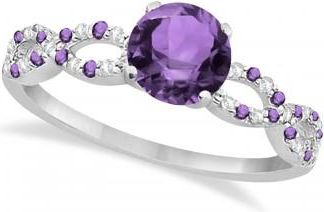 Allurez Infinity Diamond & Amethyst Engagement Ring 14K White Gold 1.05ct