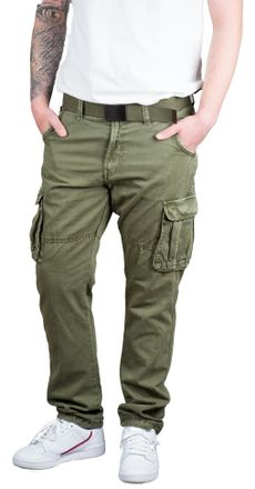 Indicode Rocky Mens Cargo Trousers with Belt Cargo Trousers Leisure Trousers Hiking Trousers Trekking Trousers Outdoor Trousers, Army, XL