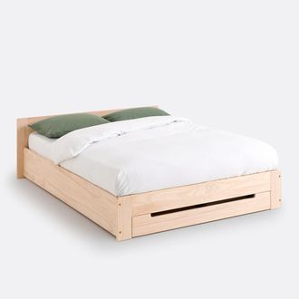 La Redoute Interieurs Bed in massief dennenhout met lattenbodem en opberglade Crawley