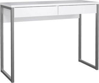 Dmora Escritorio Lineal Con Dos Cajones, Color Blanco, Medidas 101 X 76,5 X 40 Cm, Con Embalaje Reforzado - Dmora