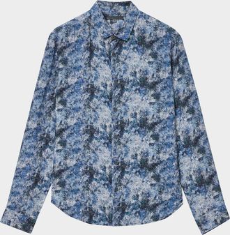 John Varvatos Mens Luca Linen Abstract Sport Shirt