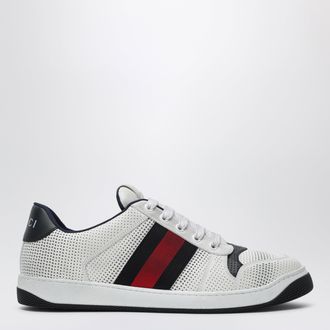 Gucci Sneaker Screener in pelle traforata bianca/blu