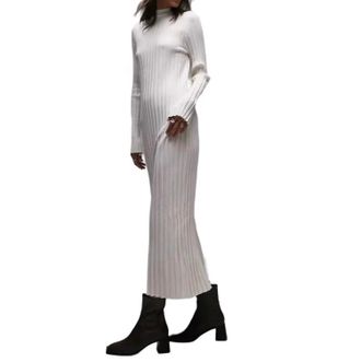 Topshop Womens Long Sleeve Dress In Cream