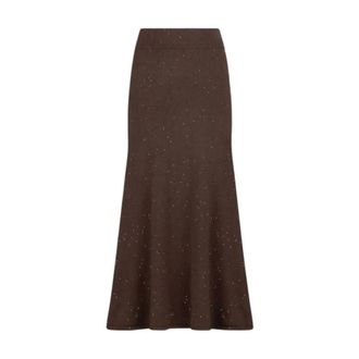 Liu Jo Rokken, Dames, Bruin, S, Pailletten, Gebreide Midi Rok met Pailletten