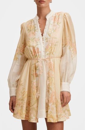 Ever New Shyla Floral Long Sleeve Minidress in Peach Mercia Floral at Nordstrom, Size 12