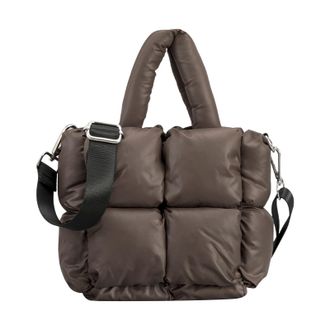 Generic Ladies Small Quilted Bag Winter Soft Quilted Shoulder Bag Down Shoulder Bag Ladies Handbag Men Shoulder Bags (Coffee, One Size)