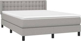 vidaXL Vidaxl - Cama Box Spring Con Colch&oacute;n Tela Gris Claro 140x190 Cm