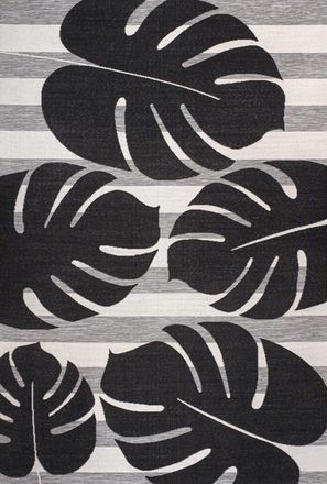 Jonathan Y Designs Allison Classic Beach Stripe and Monstera Leaf Indoor/Outdoor Area Rug in Black/gray at Nordstrom, Size 8Ft 0In X 10Ft 0In