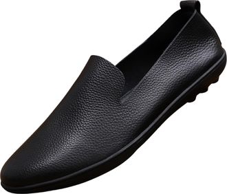 Generic Mens Classic Penny Loafers Flat Slip-On Soft Comfort Moccasins Driving Shoes for Men Genuine Leather (Black,5.5)