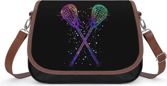 Generic Crossed Lacrosse Glitter Crossbody Bag Womens Handbag PU Message Bags Shoulder Purse with Adjustable Strap