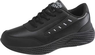 Generic Women Fashion Sports Sneakers with Pattern Design Comfort Flat Thick Sole Non Slip Lace Up Walking Shoes (White, 5.5)