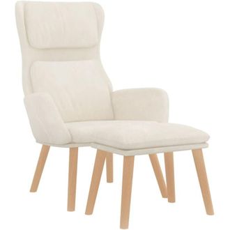 vidaXL Sill&oacute;n De Relax Con Taburete Terciopelo Blanco Crema Vidaxl