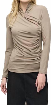 Joseph Ribkoff Cowl Neck Ruched Top In Java