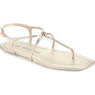 Stuart Weitzman Matilda Metallic Sandal in Light Gold at Nordstrom Rack, Size 5.5