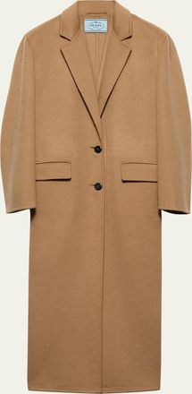 Prada Long Cashgora Single Breast Coat