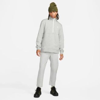 Nike Sportswear Club Sweatshirt Mens Gray Brushed-Back 1/2 Zip Activewear JAX363