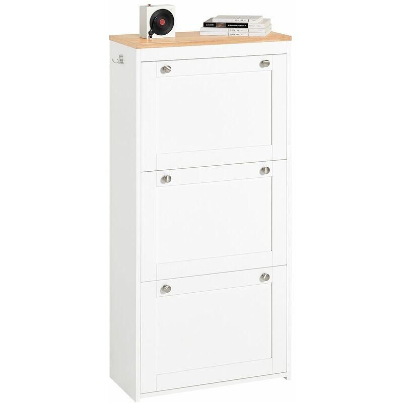 Scarpiera Con Seduta HOMASIS - 9 Ripiani Regolabili, Armadietto - 110.5x30x49cm - Bianco