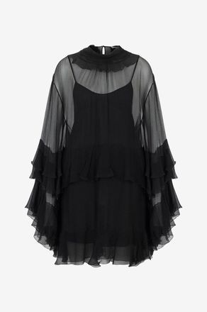 Chloé Rüschenbesetztes Seidenmusselin-Minikleid