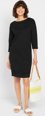 Bonprix Sweatkleid BONPRIX Sweatkleid, Damen, Gr. 36/38 (S), N-Gr, schwarz, Sweatware, Obermaterial: 100% Baumwolle, unifarben, bequem knielang, U-Boot-Aussch