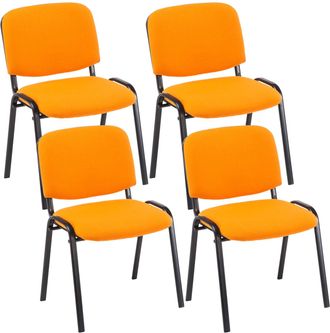 Clp Set De 4 Sillas De Reuniones Ken En Tela Naranja