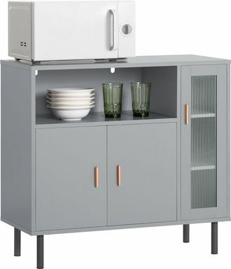 SoBuy Aparador Cocina Buffet para Comedor Entrada Salón con 3 Puertas y 1 Compartimento Abierto Gris 80 x 35 x 75 cm FSB82-HG SoBuy ES