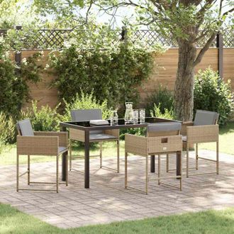 vidaXL Conjunto De Comedor De Jard&iacute;n 5 Pcs Beige Rat&aacute;n Sint&eacute;tico Vidaxl
