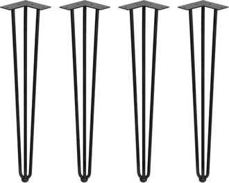Emuca Emuca - Lote De 4 Patas Hairpin De 3 Varillas Para Mesa, Altura 710mm, Acero, Pintado Negro