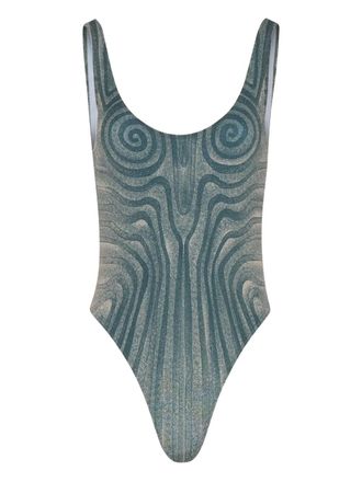Jean Paul Gaultier spiral-print swimsuit - Blue