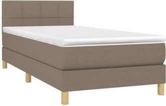 vidaXL Vidaxl - Cama Box Spring Con Colch&oacute;n Led Tela Gris Taupe 100x200 Cm