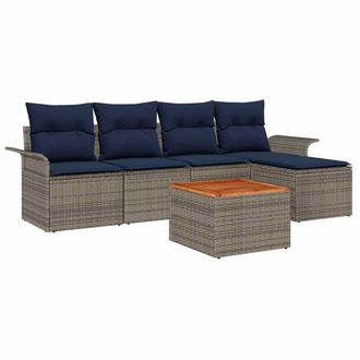 vidaXL Conjunto De Sof&aacute;s De Jard&iacute;n 6 Pcs Gris Rat&aacute;n Sint&eacute;tico Vidaxl