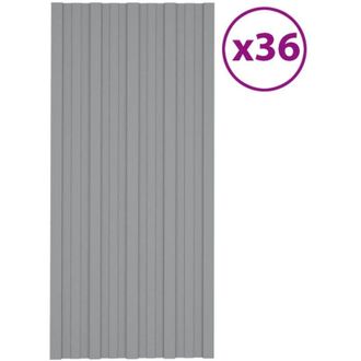 vidaXL Panel Para Tejado Acero Galvanizado Gris 36 Unidades 100x45 Cm Vidaxl