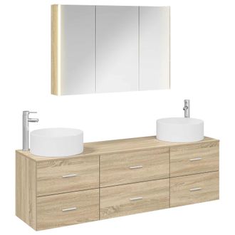 vidaXL Juego De Muebles De Ba&ntilde;o 4 Uds. Roble Sonoma Vidaxl