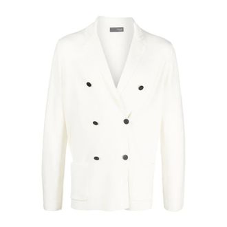Drumohr Blazers, male, White, L, Double-Breasted Blazer