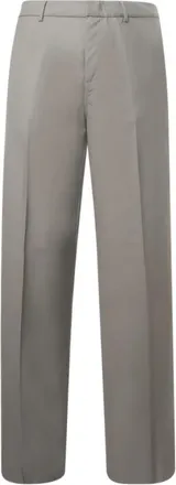Emporio Armani Broeken, Heren, Grijs, S, Wol, Gestreept Lichtgewicht Wollen Broek