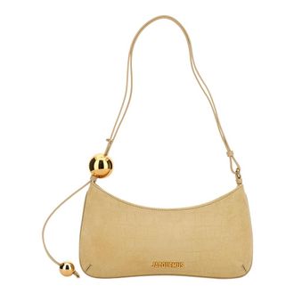 Jacquemus Shoulder Bags, female, Beige, Size: ONE SIZE Structured Suede Shoulder Bag
