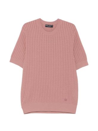 Dolce & Gabbana Kurz&auml;rmliger Pullover mit Zopfmuster von Dolce & Gabbana