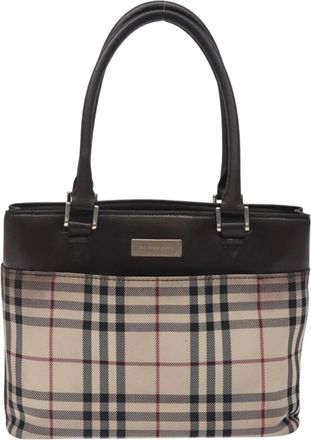 Burberry Nova Check Beige Canvas Handbag (Pre-Owned)