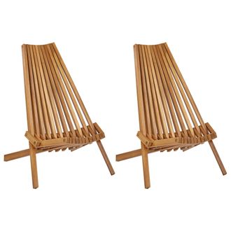 Beliani Conjunto De 2 Sillas Plegables De Balc&oacute;n Jard&iacute;n Moderno R&uacute;stico De Madera De Acacia Clara Bellano