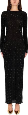 Paco Rabanne Abito Lungo con Maniche Lunghe e Decorazioni - - Dresses - Donna - Nero - L