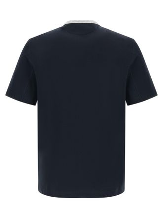 Brunello Cucinelli Mens Blue Cotton T-Shirt