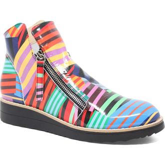 Django & Juliette Ohmy Double Zip Boot in Black Stripe Multi Patent at Nordstrom, Size 38