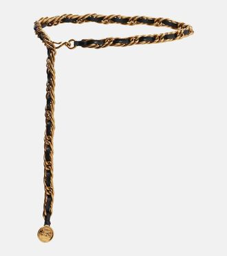 Etro Logo leather chain belt