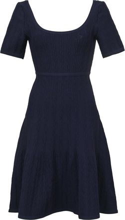 Hérve Léger Scooped Neck Dress in Navy Wool