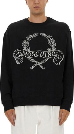 Moschino Black Sweatshirt With Laurel Crown Logo Embroidery
