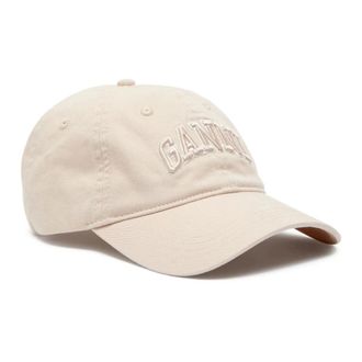 Ganni Cotton Baseball Cap - Dames - Petten - Beige - ONE Size - Katoen - Accessoires