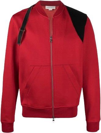 Alexander McQueen Red Harness Strap Bomber Jacket Size S